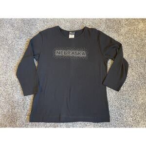 Vintage NWT Sunburst 3/4 Sleeve Black Studded Nebraska Shirt Medium Destination
